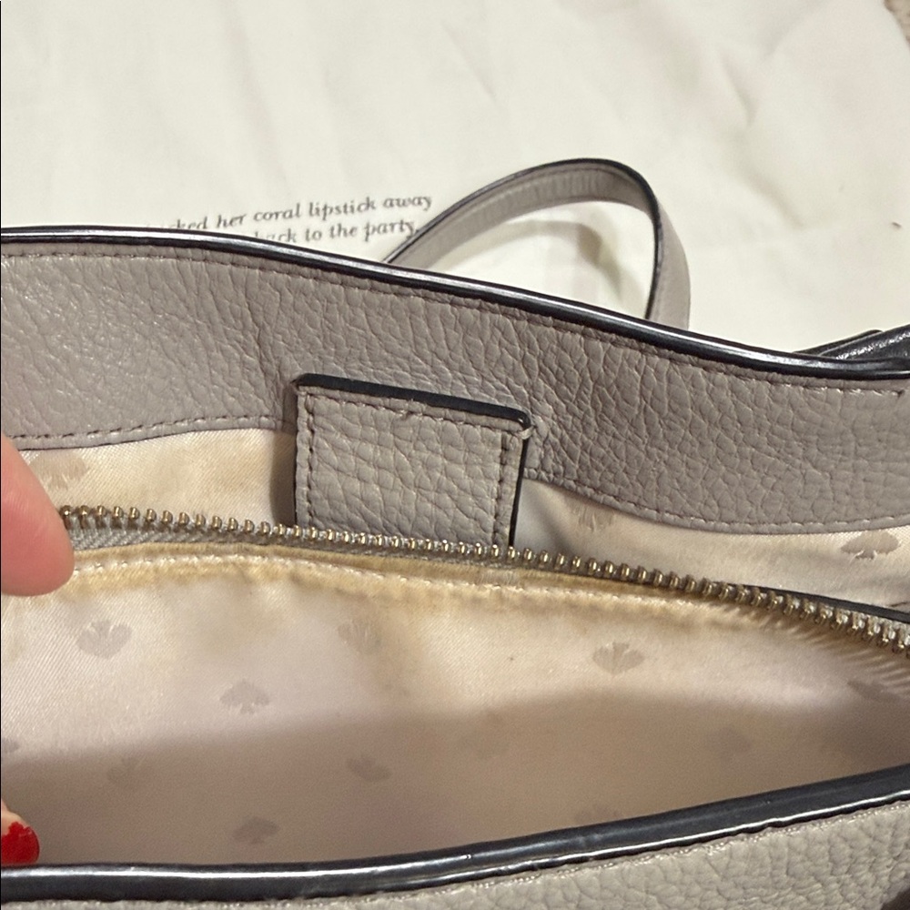 Kate Spade Pebbled Leather Colorblock Satchel in Gray/Cream/Black 🖤with Dust Bag - Picture 7 of 13